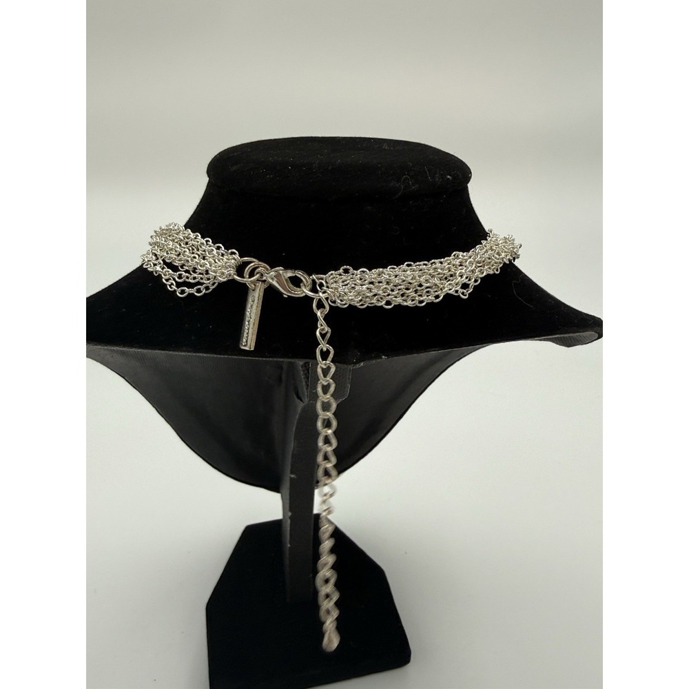 Daisy Fuentes Statement Multi-Strand Silver Tone Round Pendant Necklace Signed - Picture 2 of 3